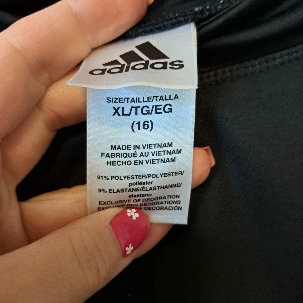 Athleta Girl Hoodie & Adidas Rainbow Logo Leggings Set Kid Size 12/16 Grey Black